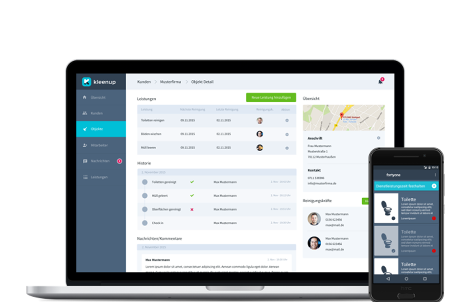 Kleenup - Softwarelösung für Gebäudereinigungsunternehmen